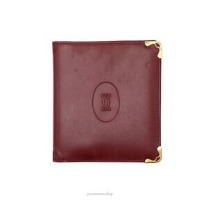 🔴 Cartier Bifold Wallet - Burgundy Calfskin Leather